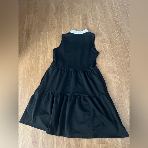 NWT Nautica Jeans Black Tiered Dress with White Accents, sleeveless with pockets - Picture 4 of 7